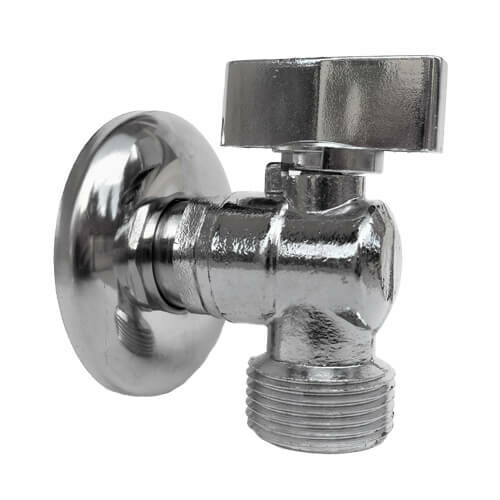 Robinet de machine à laver équerre à boisseau sphérique, sans raccord, chromé mat.