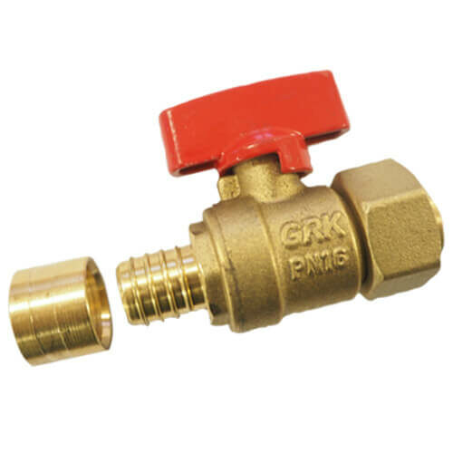 Mini-vannes F1/2'', écrou tournant, grenaillée, avec raccords à glissement pour PER.