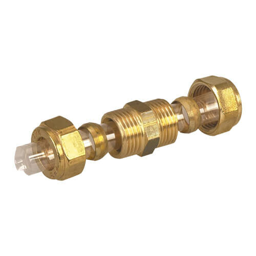 Raccord union à bague biconique cuivre-cuivre, brut.