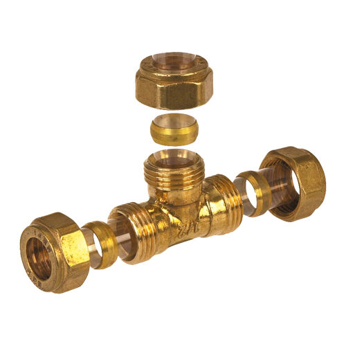 Té à raccords biconiques grenaillé.