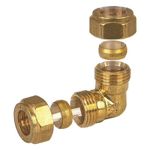 Coude à raccords biconiques.