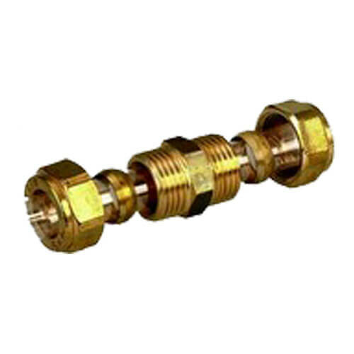 Raccord union à bague biconique cuivre-cuivre, décalé brut.