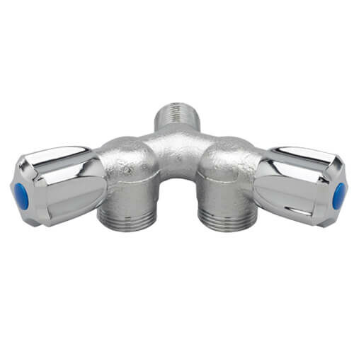 Robinet de machine à laver double, modèle éco, chromé sur brut.