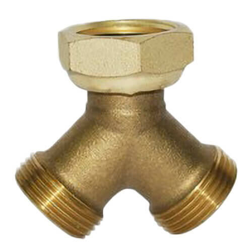 Y laiton, arrivée femelle 3/4'', 2 sorties mâles 3/4''.