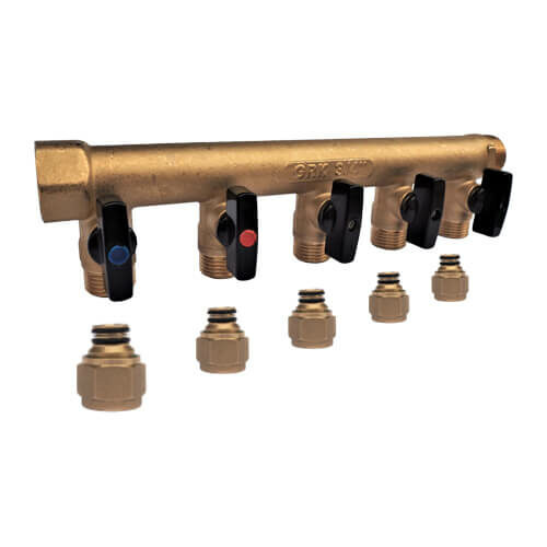 Distributeur avec raccords PER à compression PER Ø12 ou Ø16.